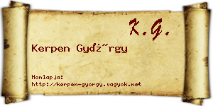 Kerpen György névjegykártya